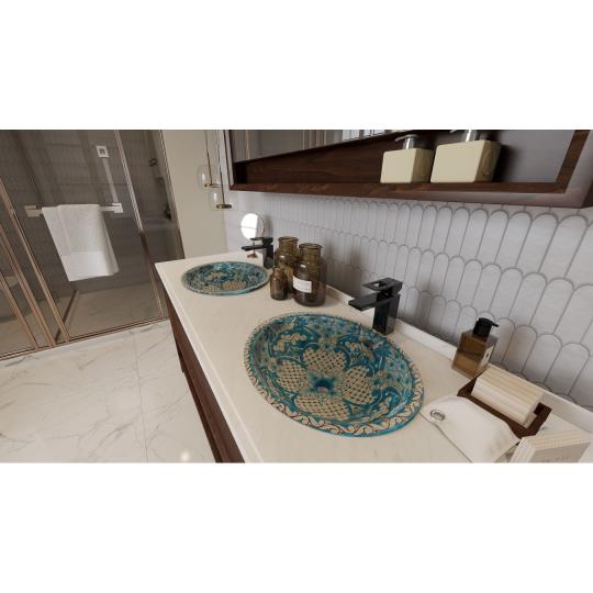 keramia kek mintas festett mosogato furdoszoba mosdotal kor alaku tal furdoszoba konyha mosdokagylo toszkan korall olasz pince antikolt borozo kezmoso country provence elegans klasszikus magas nagymeretu mely.jpg